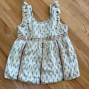 Sezane boho sleeveless blouse with blue and yellow embroidery